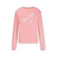 thumbnail image 6 of Herrnalise Women's Solid Long Sleeve Sweatshirt Crewneck Dragonfly Print Pullover Tops Tunic Tops OverSize, 6 of 8