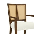 thumbnail image 5 of Christopher Knight Home Mid-Century Modern Rattan Dining Chairs, Upholstered Armchairs, Solid Wood, Walnut+Beige, Set of 2, 5 of 7