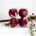 thumbnail image 3 of 4 Pcs Boules de Sapin de Noël Ornements Perles Floquées Ensemble de Boules de Noël Boules Rouges Incassables Décoration d'Arbre Suspendu, 3 of 6