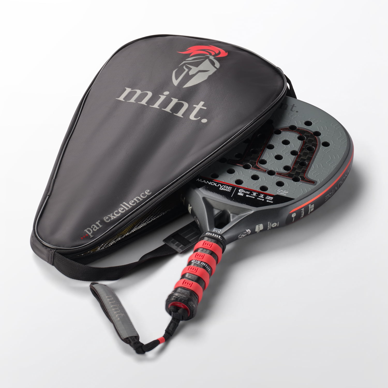 Mint Manouvre Limited Edition 12K Pro Balance Padel Racket, Dark Gray
