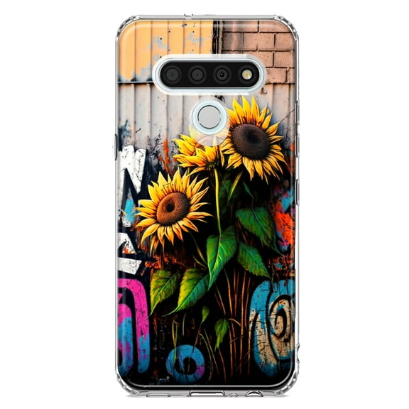 MUNDAZE LG Stylo 6 Shockproof Clear Hybrid Protective Phone Case Sunflowers Graffiti Painting Art Cover