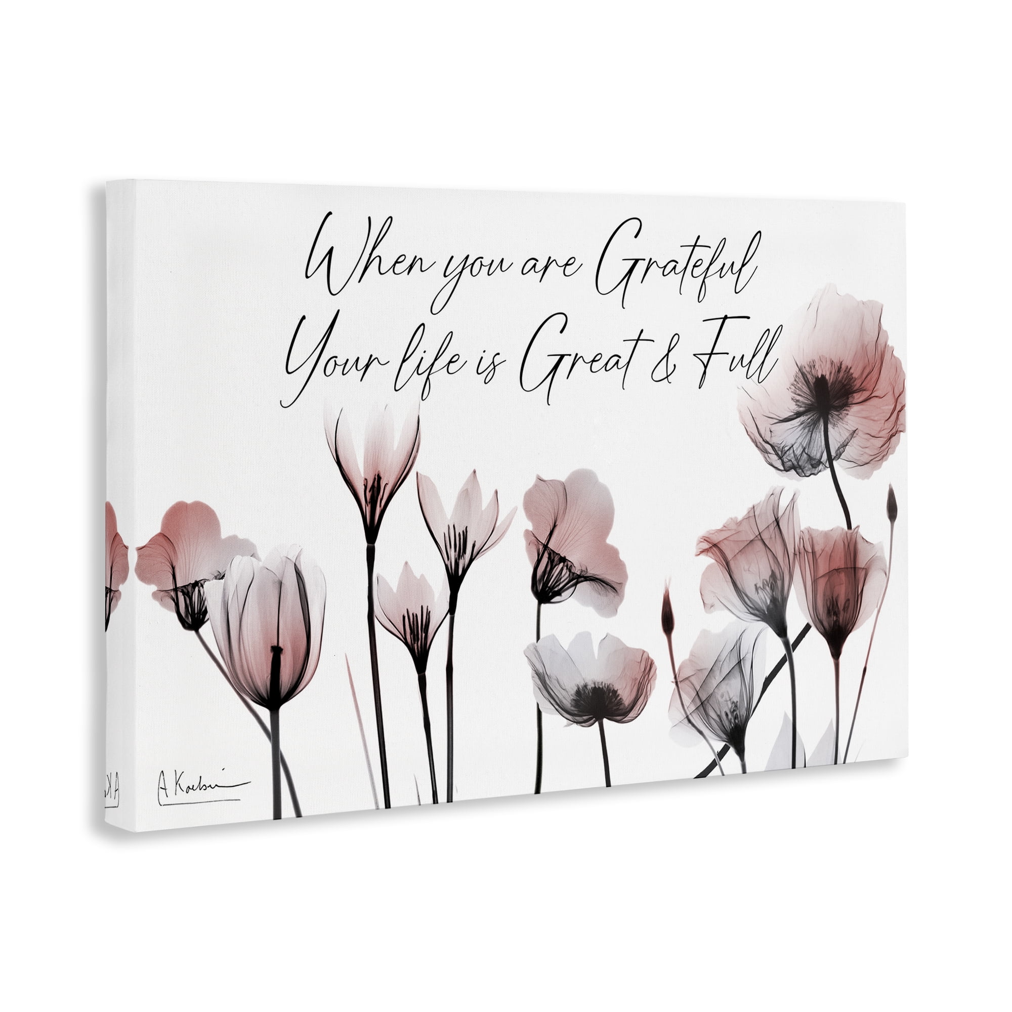Stupell Industries Grateful Faith Floral Religious Painting Gallery Wrapped Canvas Art Print Wall Art, 30 x 20