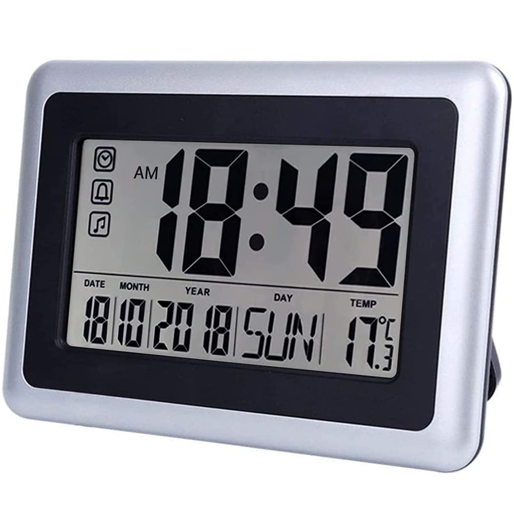 UMEXUS Atomic Wall Desk Clock Large Display with Indoor Outdoor Temperature Date 