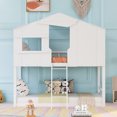 thumbnail image 2 of Harper & Bright Designs Twin Over Twin House Bunk Bed with Ladder, Twin Wood Bed Frame with Roof Design for Teens, Boys and Girls, White, 2 of 14