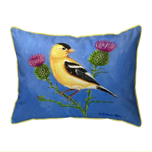 Betsydrake SN1214 11 x 14 in. Goldfinch & Thistle Indoor & Outdoor Pillow - Small