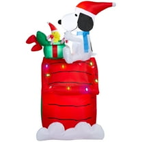 Gemmy Christmas Airblown Inflatable Snoopy and Woodstock on Doghouse Scene Peanuts, 5.5 ft Tall