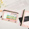 thumbnail image 4 of Dailycode 2 Pack Pencil Pouch for 3 Ring Binder Smooth Zipper Folders with Pockets Clear Window Pencil Case, Pink Yellow Stripe, 4 of 6