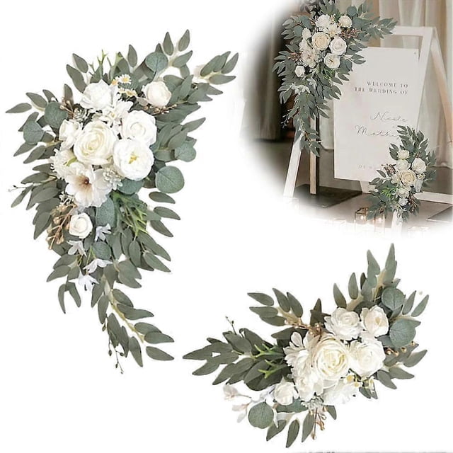 Faux Flowers Wedding Arch Flower Pack of 2 for Wedding Welcome Signs