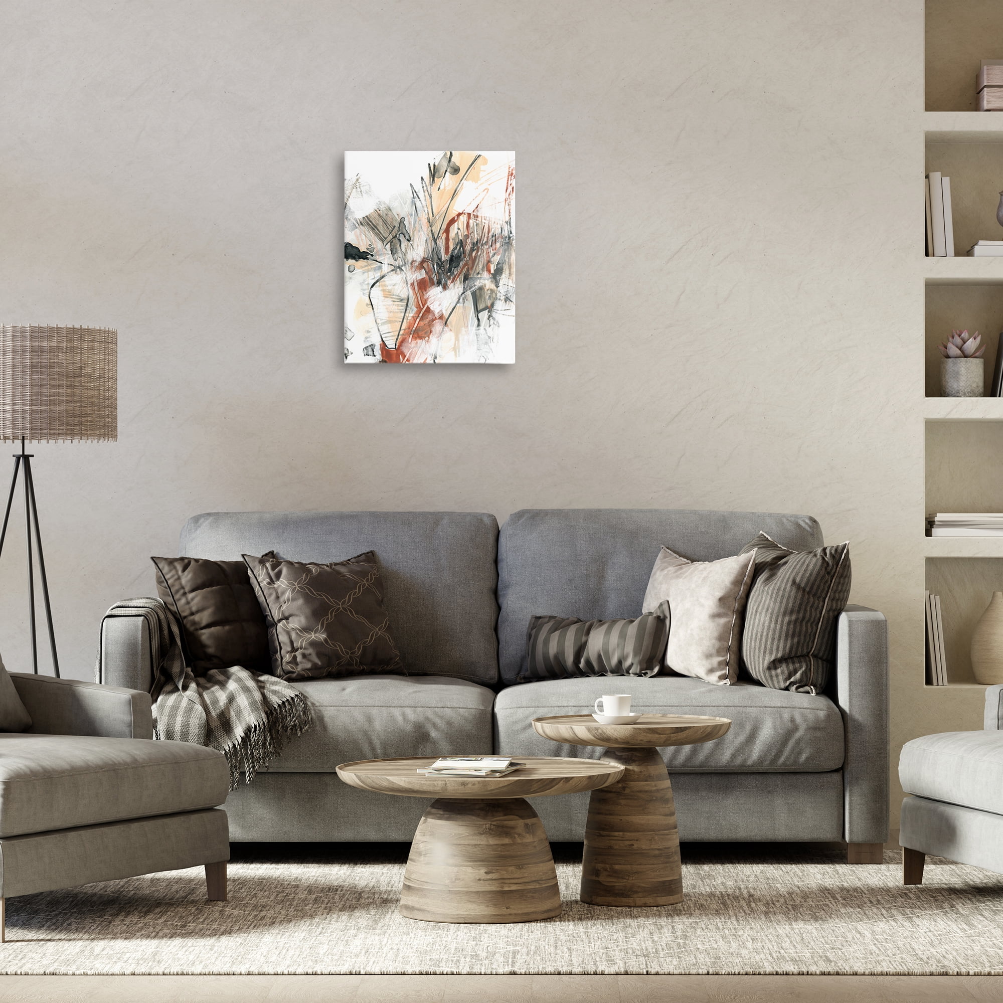 Stupell Industries Terracotta & Grey Abstract Abstract Painting Wrapped Canvas Art Print Wall Art, 16 x 20