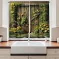 thumbnail image 2 of Ambesonne Rustic Kitchen Curtains, Barn Door and Summer Blooms, 55"x24", Fern Green Sepia and Yellow, 2 of 3