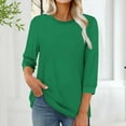 thumbnail image 2 of Women's 3/4 Sleeve Tops T-shirts Casual Spring Fall Crew Neck Tee Shirt Loose Fit Tshirts for Women (XL, Green|Solid), 2 of 5