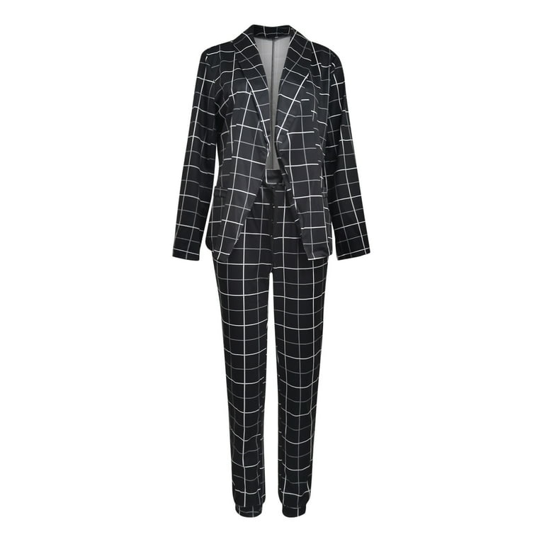 Xysaqa Womens Blazer Suits Two Piece Business Work Pant Suit Set