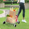 thumbnail image 4 of Patiojoy Chariot de Courses Pliant Chariot Utilitaire Panier d'Épicerie avec Roues Argent, 4 of 7