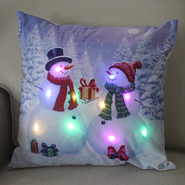Funda de almohada navideña con luces LED de 45 cm que cubre la decoración, regalo de Año Nuevo para niños, decoración de habitación