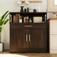 thumbnail image 3 of YEXJ Sideboard Buffet Cabinet with Storage, 31” Modern Kitchen Storage Cabinet with Adjustable Shelf, Wood Farmhouse Coffee Bar Buffet Table for Kitchen, Dining Room-31.4“W-Rustic Brown, 3 of 10