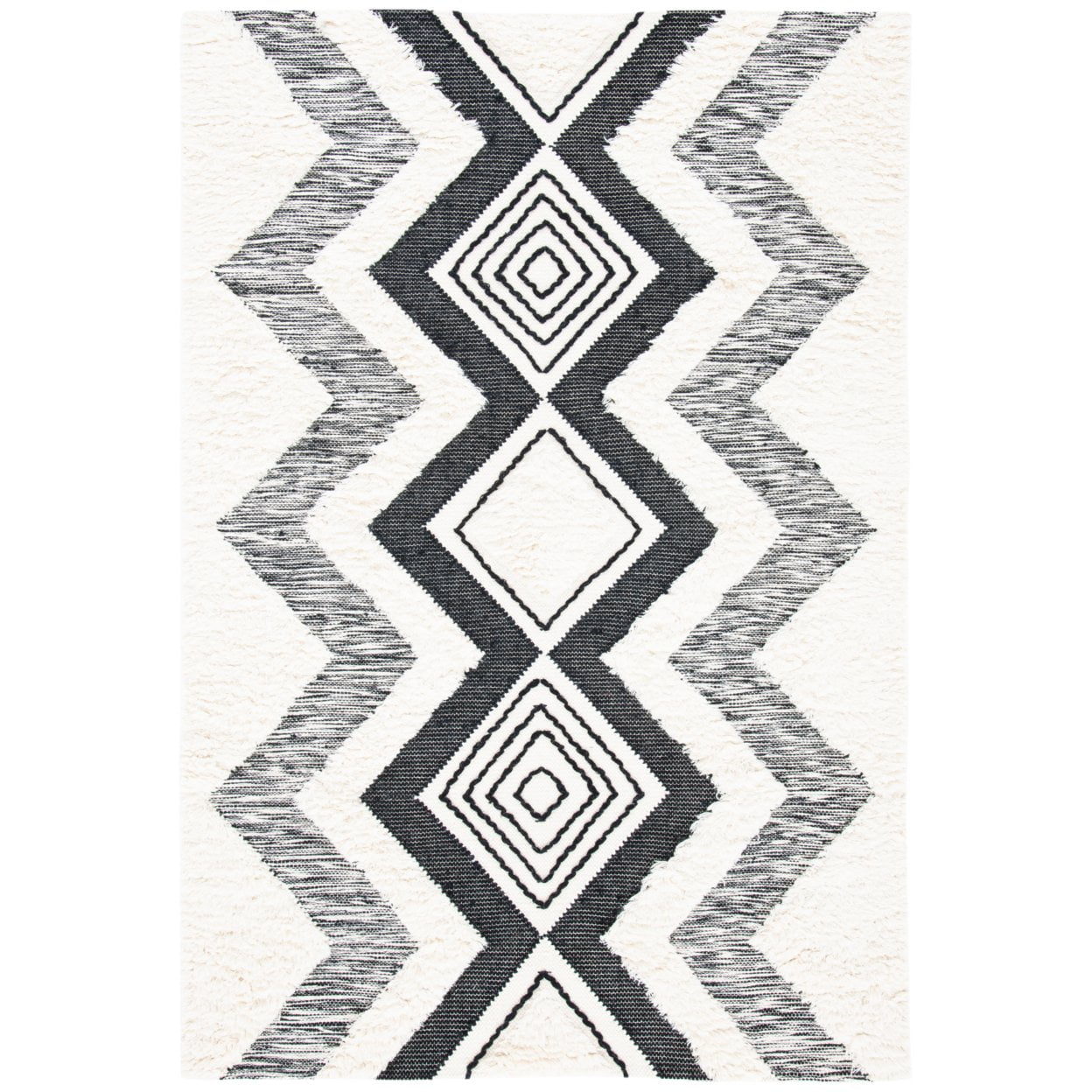 SAFAVIEH Natura Antonio Geometric Wool Area Rug, Ivory/Black, 4' x 6'