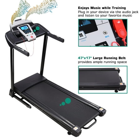 Yescom 2.25HP Folding Electric Treadmill Motorized Running Walking Machine Cardio Trainer with Speaker LCD