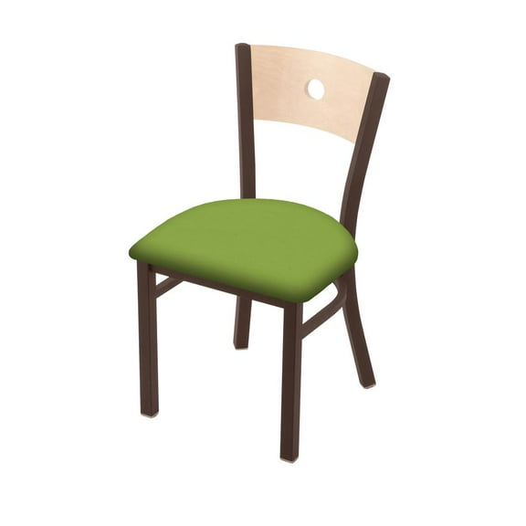 Holland Bar Stool 630 Voltaire 18" Chair with Bronze Finish, Natural Back, and Canter Kiwi Green Seat