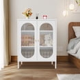 thumbnail image 6 of 40" Display Cabinet Distressed Tall Accent Distressed Cabinet Storage + 2 Doors Creamy White, 6 of 12