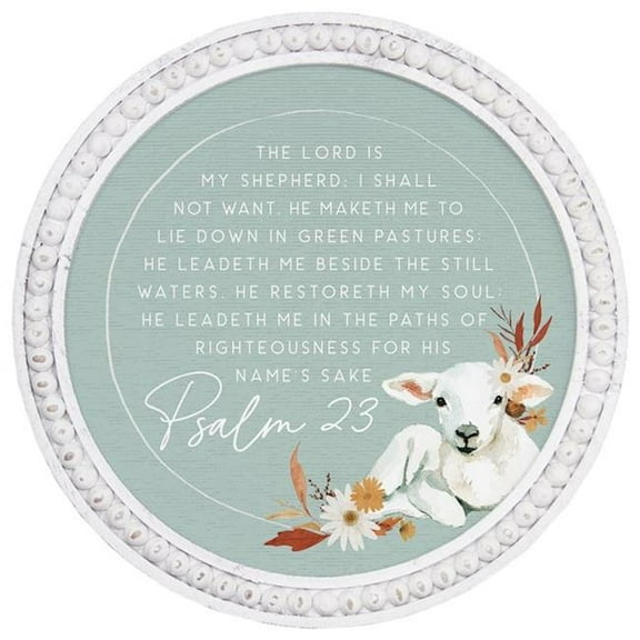 Sincere Surroundings 359678 Beaded Art Round - Psalm 23 Lamb - 14 x 14 in.