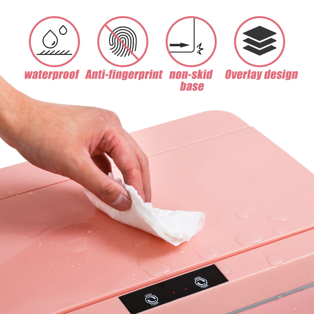 NiamVelo 13 Gal Automatic Trash Can Garbage Can with Lid Touch Free Trash Can Sensor Kitchen Waste Bin for Home & Office, Pink