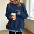 thumbnail image 2 of Caixia Womens Classic Dark Blue Round Neck Leopard Print Two Piece Style Sweatshirt Casual Loose Fit Long Sleeve Pullover for Women Autumn Wardrobe, 2 of 7