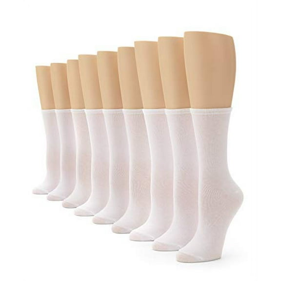 No Nonsense Women's Soft & Breathable Cushioned No Show Sock with Back Tab, White-9 Pair Pack, 4-10