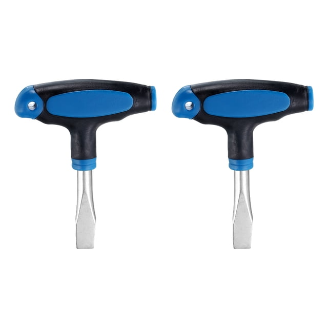 Uxcell 2pcs 10mm T Handle Flat Head Screwdriver for Slotted Screw Quick Release Plate Camera Tripod Monopod, Azul