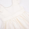 thumbnail image 6 of Uhnice Flower Girl Pearl Dress Flutter Sleeve V-Back Satin Dress with Bowknot for Wedding Birthday Party (Ivory, 120/5-6 Years), 6 of 7