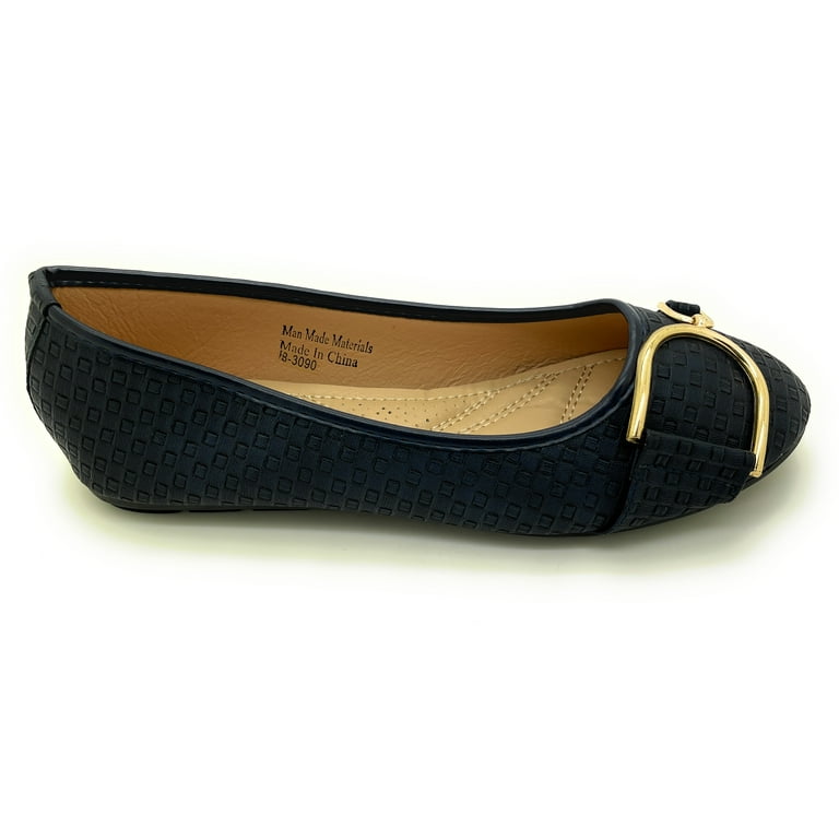 Black flats hotsell with gold