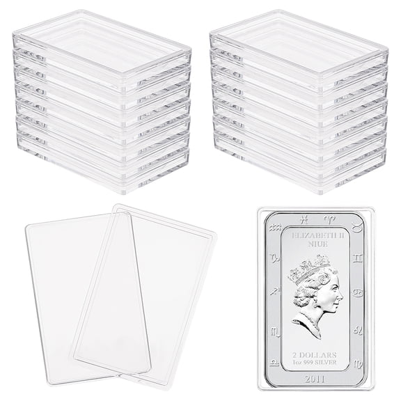 18pcs 18 pcs Silver Bar Case 56x36mm Acrylic Silver Bar Holder Clear Storage Container Compatible Silver Bar box for 1oz Silver Bar 1 Troy Ounce Bar Collection of coins