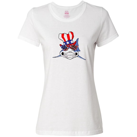 Inktastic 4th of July Patriot Shark Women's T-Shirt