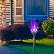Clairlio Solar Flame Torch Light LED Blue Purple Light Waterproof Outdoor Decorative Lamp