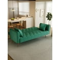 thumbnail image 4 of Modern Velvet Upholstered Convertible Futon Sofa Bed with Metal Legs, Leisure Couch Bed with Folding Backrest, lounge Futon Sofa for Living Room, Bedroom, Office, Study, Studio, Green, 4 of 9