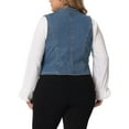 thumbnail image 3 of Agnes Orinda Plus Size Denim Vest for Women Lapel Sleeveless Casual Waistcoat Jean Vest Jacket 4X Blue, 3 of 6