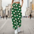 thumbnail image 2 of Fiaer Christmas Sweatpants Women Santa Snowflake Funny Graphic Plus Size Pants High Waisted Baggy Casual Trousers with Pockets Dark Green XL, 2 of 4