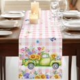 thumbnail image 3 of Table Runners 72 Inches Long Dress Scarves, Watercolor Floral Truck Farmhouse Kitchen/Dining Table Runner, Coffee Tablerunners, Spring Garden Butterflies Pink Plaid 14x72 Inch, 3 of 9