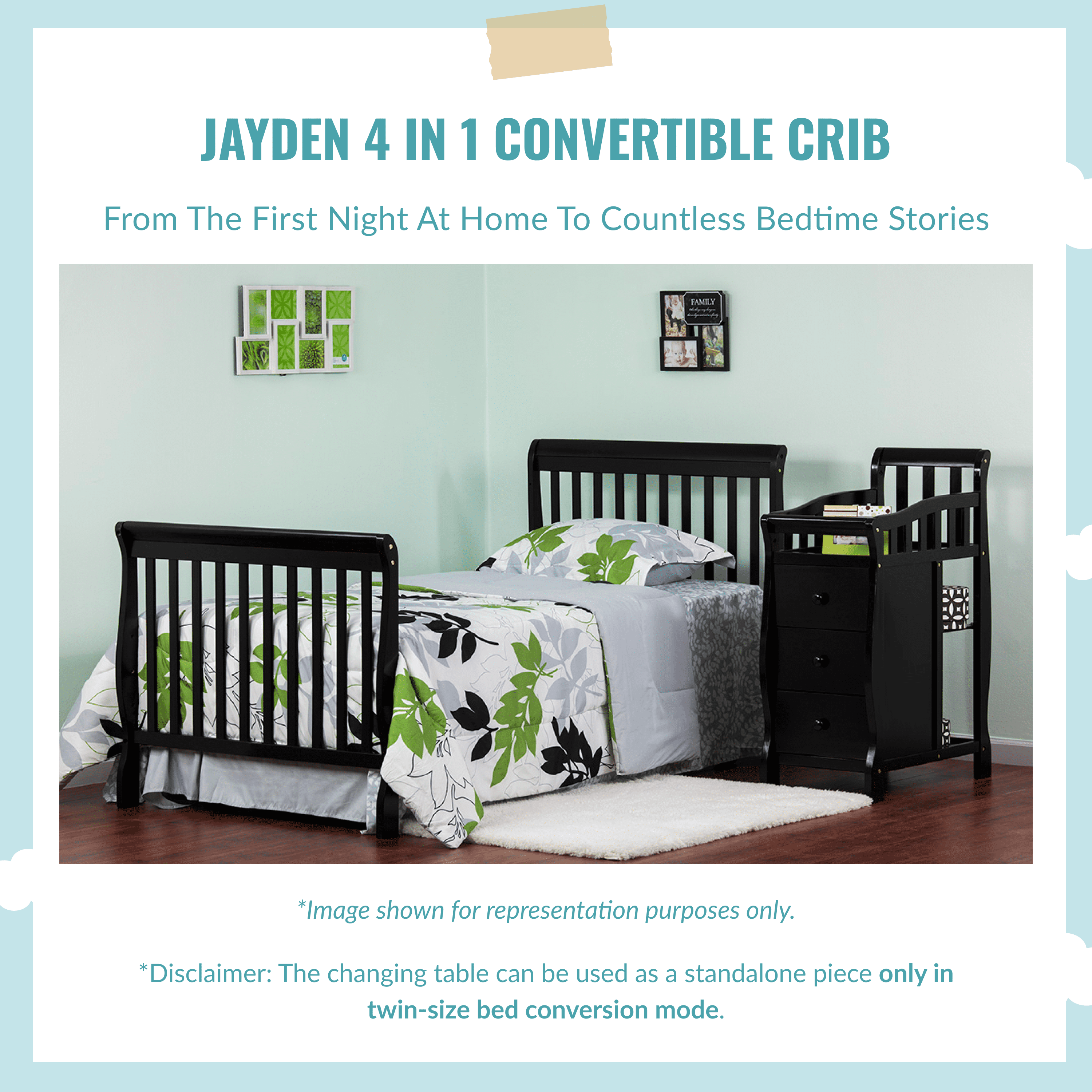 Jayden 4 in 1 mini outlet convertible crib and changer