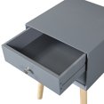 thumbnail image 6 of Bedside Table with 2 Drawer and Rubber Wood Legs, Modern Storage Cabinet Nightstand with Button Handle for Bedroom Living Room Furniture, Easy Assembly, Space Saving, Gray, 6 of 7