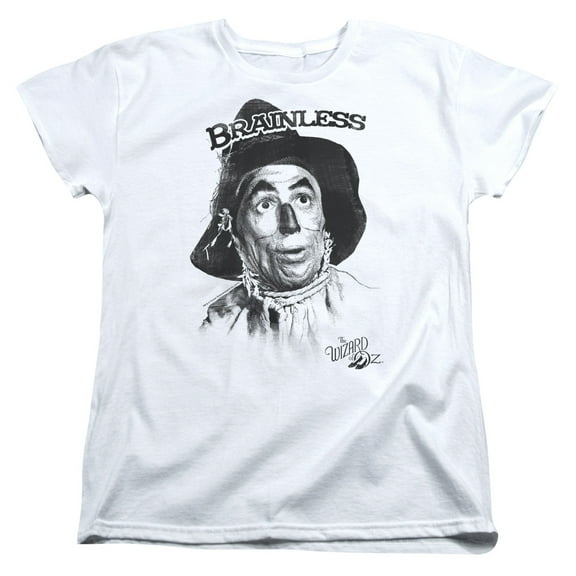 Trevco Sportswear OZ103-WT-5 Wizard of Oz Brainless Womens Short Sleeve T-Shirt, White - 2X