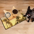 thumbnail image 3 of Boho Tropical Palm Trees Dog Food Mat with Hawaiian Sunset Beach and Ocean Sunset Designs – Absorbent, Non-Spill, Easy Clean Pet Feeding Mat, 3 of 6