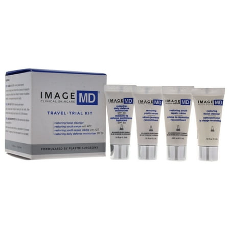 - Image The MD Travel Kit 0.10oz Restoring Facial Cleanser, 0.10oz Restoring Youth Serum, 0.10oz Restoring Youth Repair Cream, 0.10oz Restoring Daily Defense Moisturizer SPF 50 - 4 x 0.10 Pc