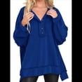 thumbnail image 1 of Sudadera para Mujer, Estilo Informal, de Larga, con Botones y Cuello Henley, Estilo Túnica, para Otoño. Azul M, 1 of 8