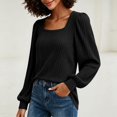 thumbnail image 2 of Women Long Sleeve Puff Sleeve Tops Square Neck Tank Tops Oversized Shirts Flowy Tops Cute Tops Layering Tops Going Out Tops Collared Shirts Workout Tops Casual Top Summer Work Top, 2 of 4