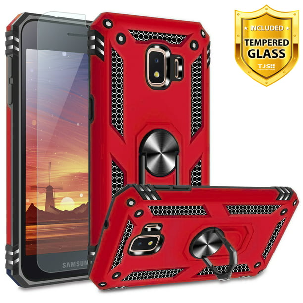 TJS Phone Case for Samsung Galaxy J2 Core/J2 2019/J2 Pure/J2 Dash/J2 Shine, with [Tempered Screen Protector] [Impact Resistant][Defender][Metal Ring][Magnetic][Support] Duty Armor (Red) - Walmart.com