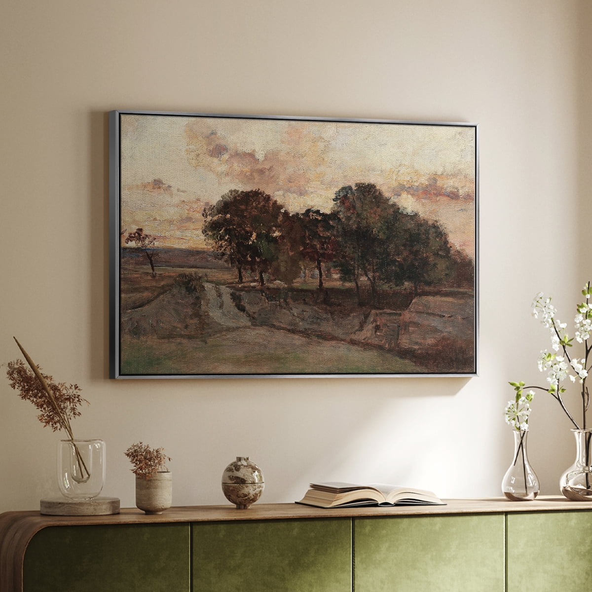 Vintage Landscape-CCXXV By Wexford Home Framed in Silver Wood Gallery Wrapped Canvas 27 in. x 41 in.
