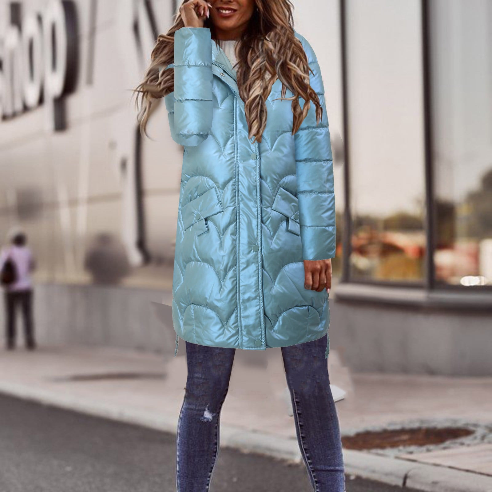 Entyinea Womens Puffer Jacket 2024 Hooded Winter Coat Waterproof Warm Long  Puffer Jacket Parka Black M 
