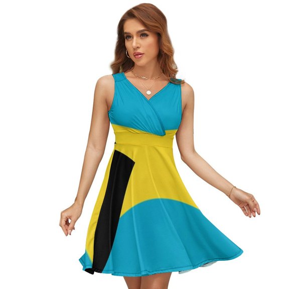Bahamas Flag Dress Summer Street Style Dresses Female Sleeveless Printed Sundress