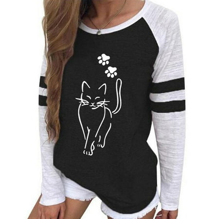 

Wyongtao Cozy Women s Halloween Print Long-sleeved Casual Blouse Pullover Tops