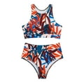 thumbnail image 1 of Swimming Costume 2Pcs/Set Push-up Wire Free Charming Lady Tummy Control Solid Color Swimsuit, 1 of 5